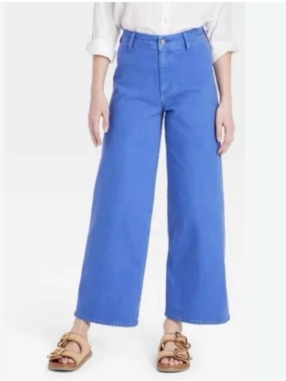 Wide Leg High-Rise Jeans in Bright Blue